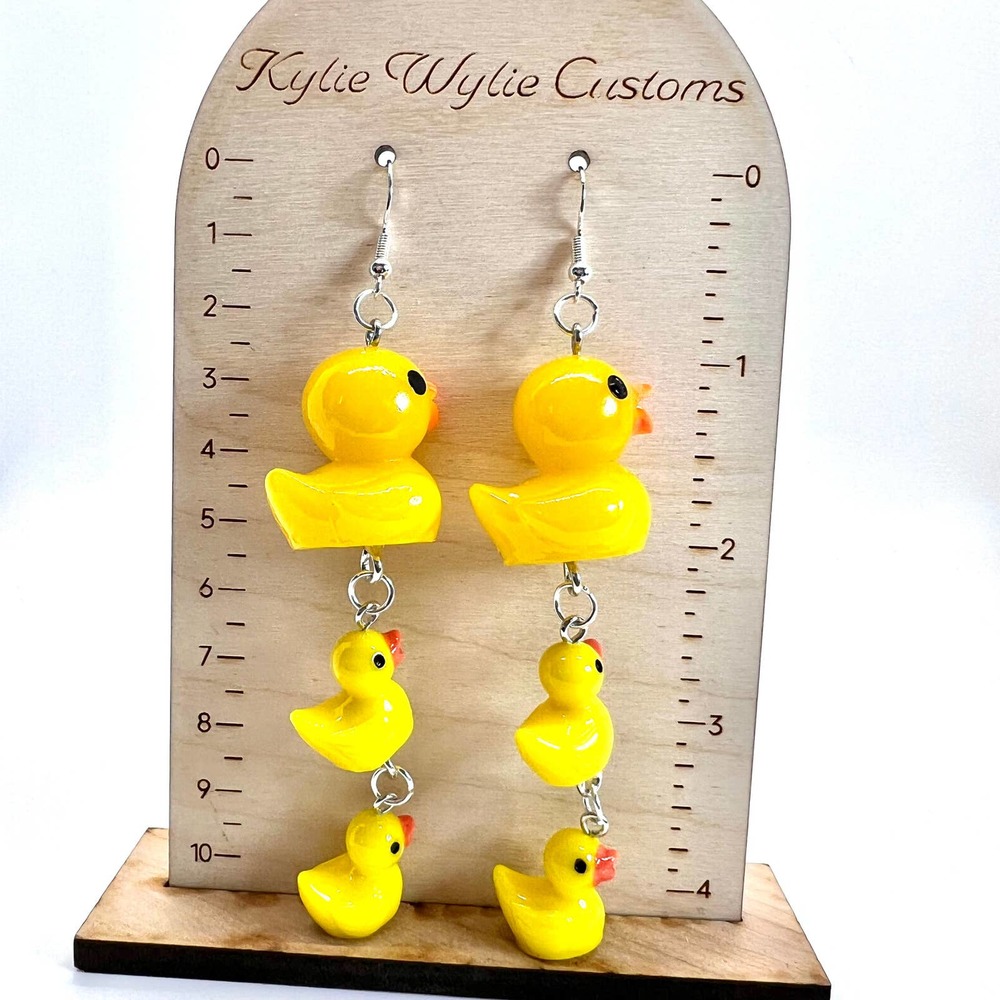 Large Rubber Duck Family Chain Earrings - Farm Earrings - Zoo Earrings - Picture 10 of 10